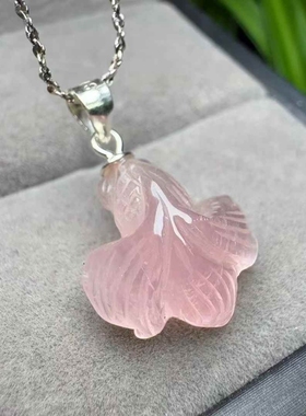 粉水晶九尾狐狸项链吊坠