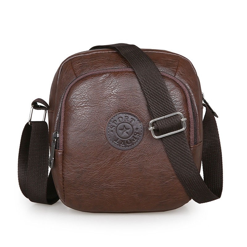 男士复古PU单肩包休闲斜挎小包包韩版百搭潮牌小背包男包手工