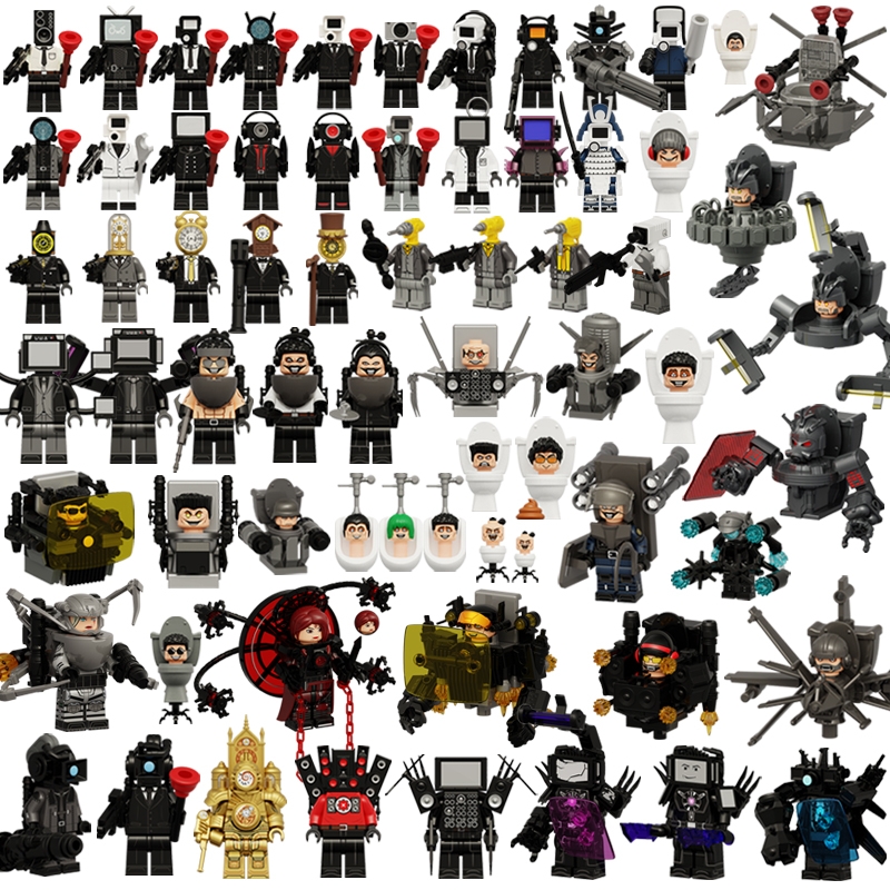 中国积木马桶人vs监控人人仔泰坦音箱人和电视人手办拼装积木玩具