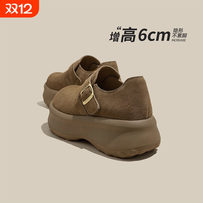 厚底勃肯鞋女全包2025新款秋季复古松糕百搭小个子一脚蹬乐福鞋