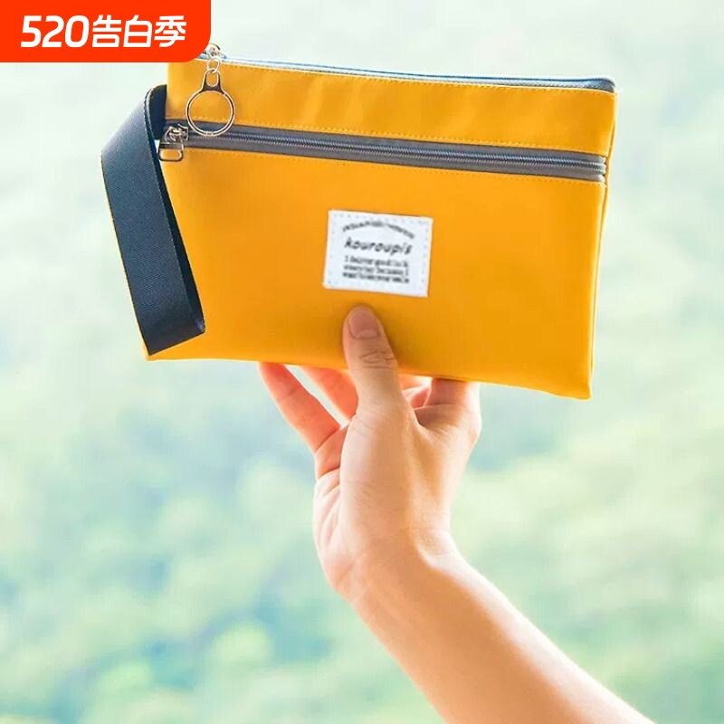 26年手拿包女生可爱便携双层手机零钱包韩版布艺手抓包包手腕可放