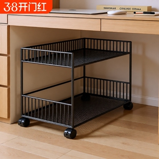 可移动书包架书包落地多层小推车置物架桌下收纳架两层滑轮万向轮