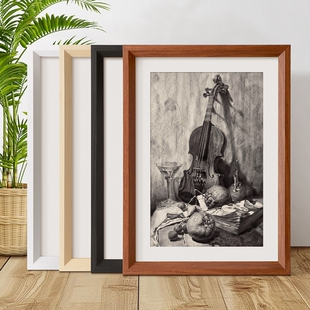 A4相框木质挂墙a3纸画框四4k八8K开空框儿童油画装裱12寸相框边框