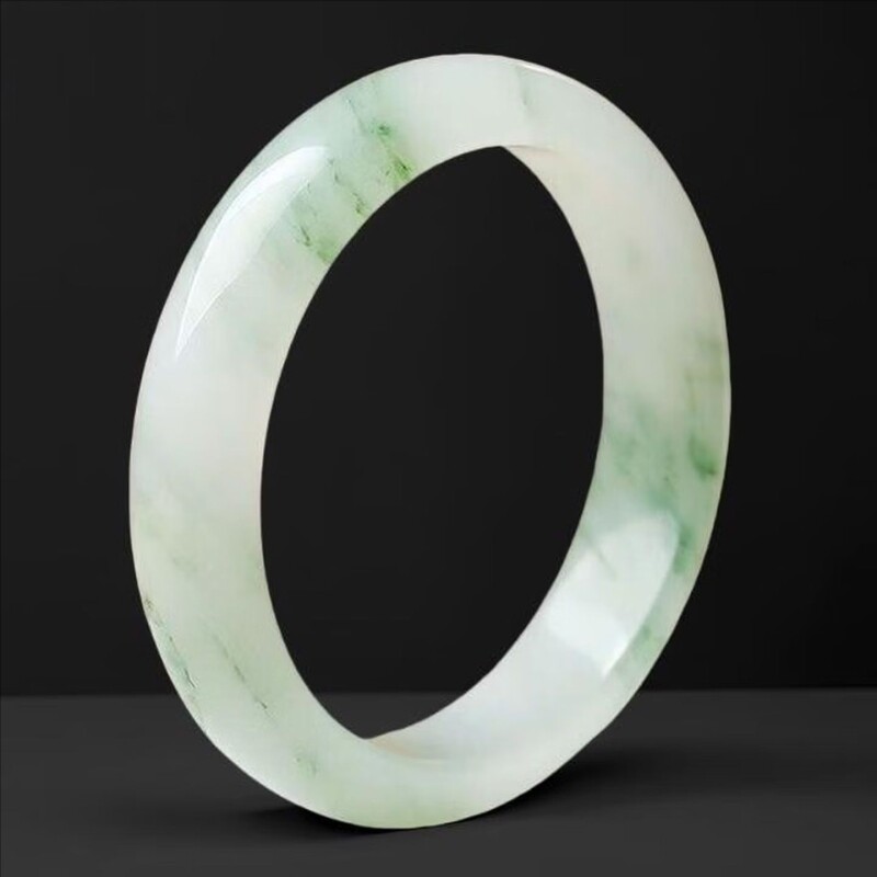 正品新疆天山翠手镯爆款飘花带翠真玉石镯子送女友妈妈亲友国风礼