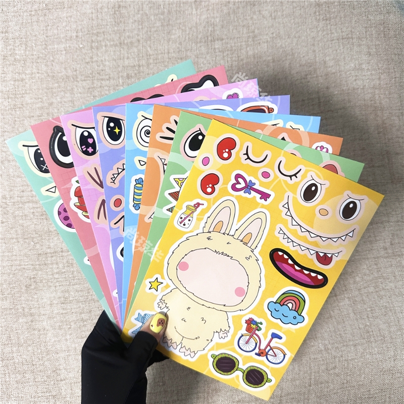 拉布布labubu换装拼图贴纸儿童手工手账DIY创意益智装饰幼儿园防水贴画