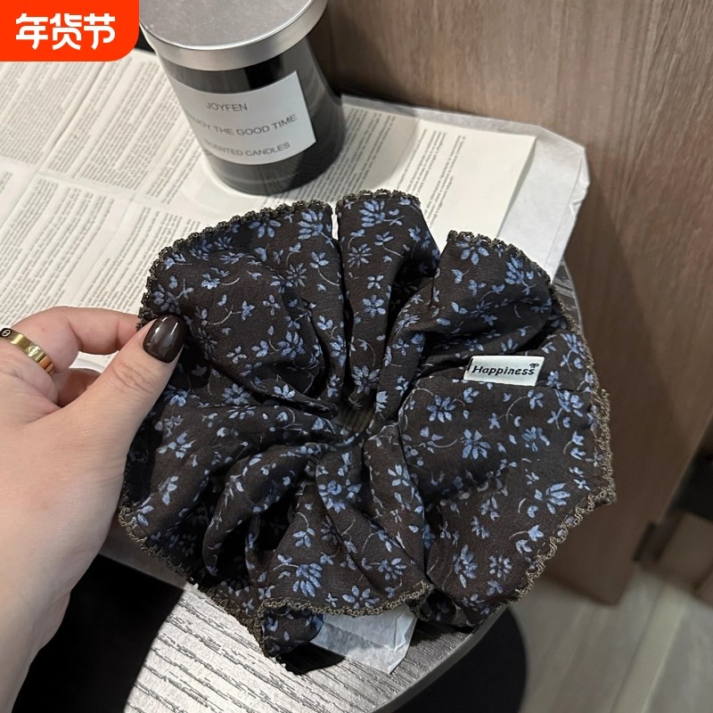 大肠发圈女韩国时尚高级感印花新款复古气质马尾皮筋弹力耐用头绳