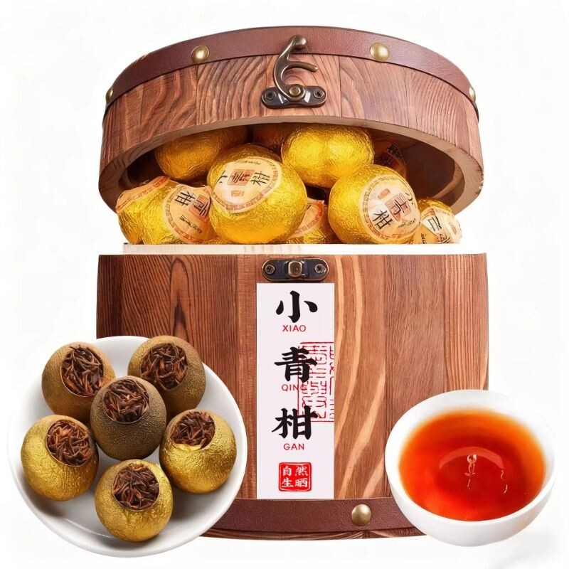 小青柑茶叶普洱茶木桶装正宗熟茶柑普500g宫廷陈皮送礼精装自己喝