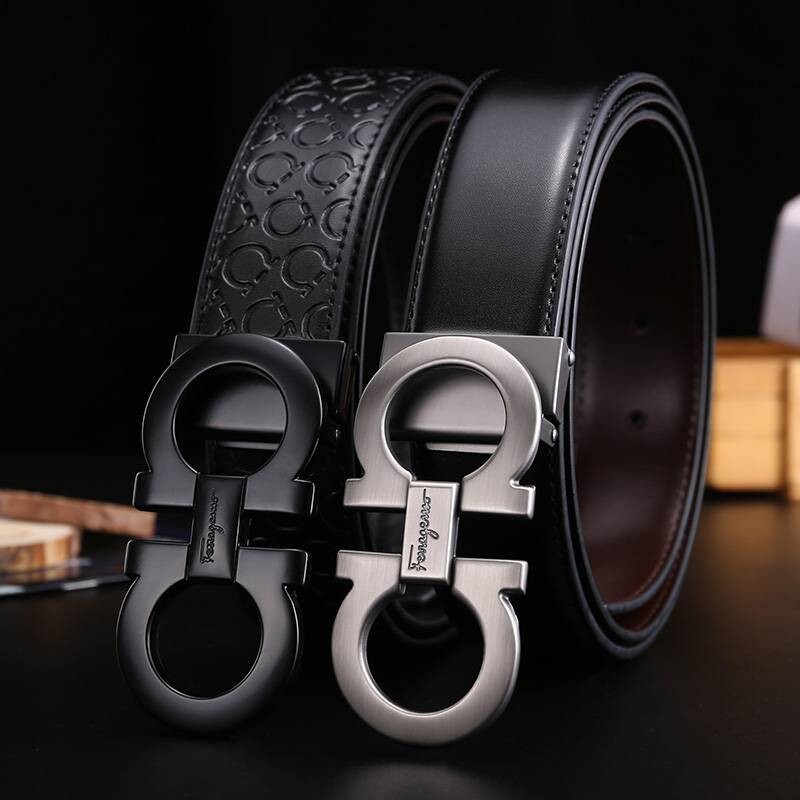 爱马男仕新款菲拉轻奢皮带F马蹄扣商务真皮平滑扣休闲百搭8字扣裤
