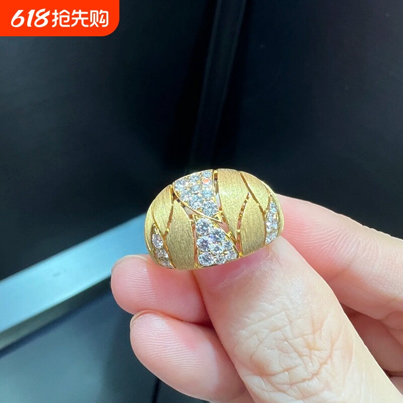 法式镂空拉丝镶嵌戒指高级感轻奢时尚精美指环手饰品开口可调节