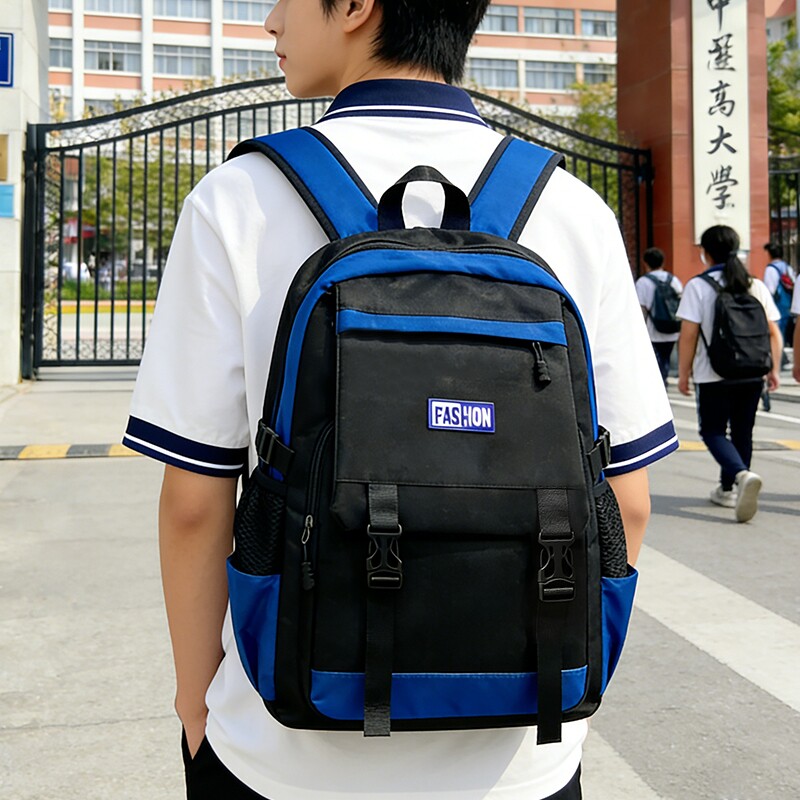 学生书包男初中生男中学生双肩背包四五六年级大容量轻便黑色防水