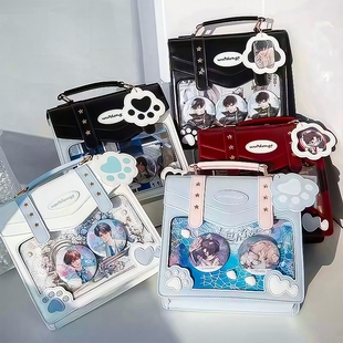 熊爪心糖痛包斜挎包双肩甜美小食量通勤二次元单肩吧唧包手提