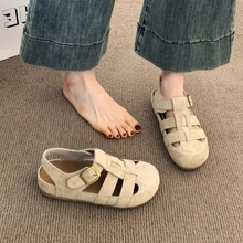 勃肯鞋包头凉鞋女夏外穿2025新款配裙子上班不累脚单鞋软底罗马鞋