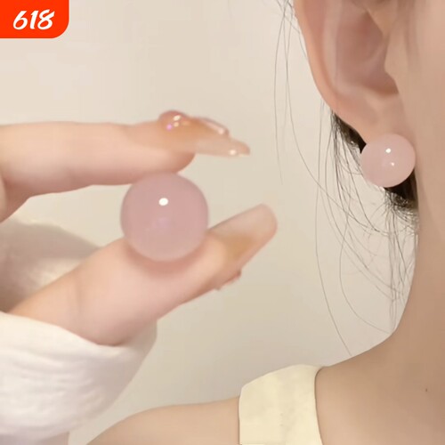 多巴胺果冻色圆珠耳夹夸张精致高级感百搭甜美简约气质无耳洞耳饰