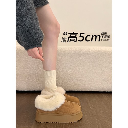 厚底勃肯鞋加绒雪地靴女款2025新款冬季东北皮毛一体防滑棉鞋防水