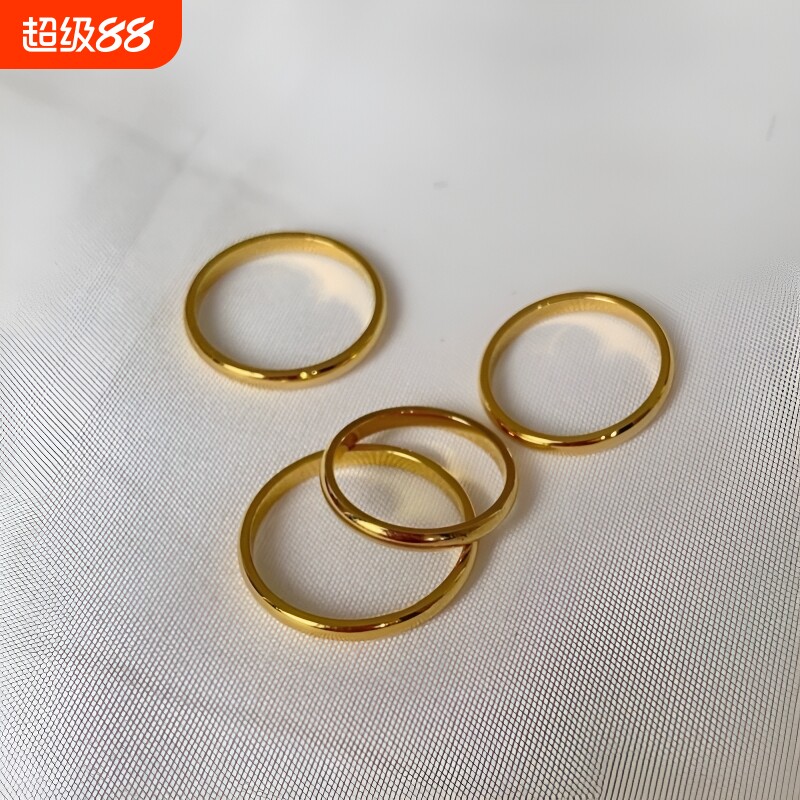 素圈钛钢沙金戒指简约磨砂光面戒指情侣对戒百搭流行镀金强保色