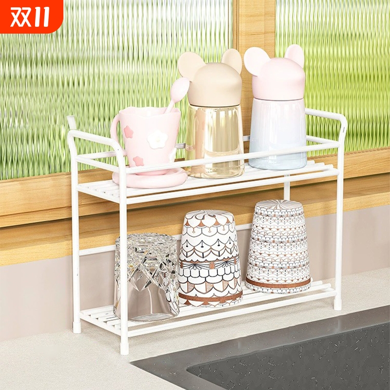 铁艺沥水杯架卫生间浴室窗台面超窄置物架厨房调料架子收纳双层