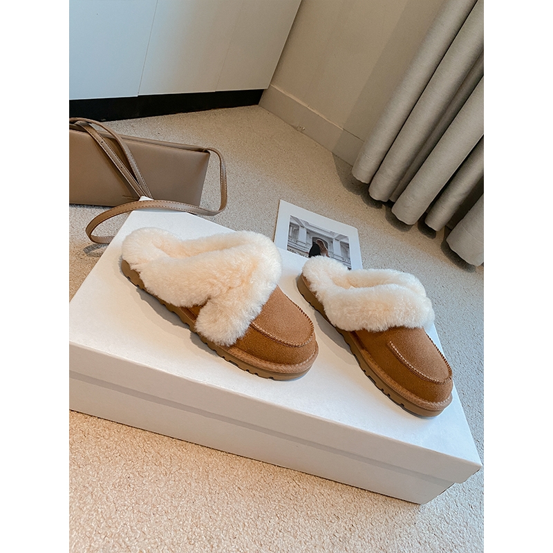 2025秋冬新款皮毛一体雪地靴女外穿厚底毛毛拖鞋女懒人一脚蹬棉鞋
