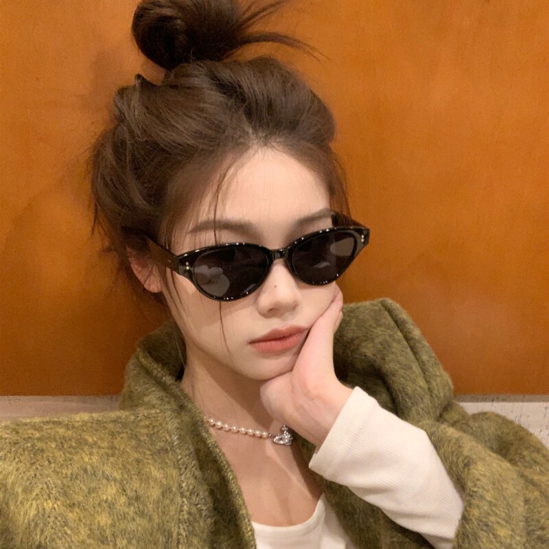 MELIYA复古猫眼小脸墨镜女高级感ins防晒太阳眼镜方圆脸潮偏光