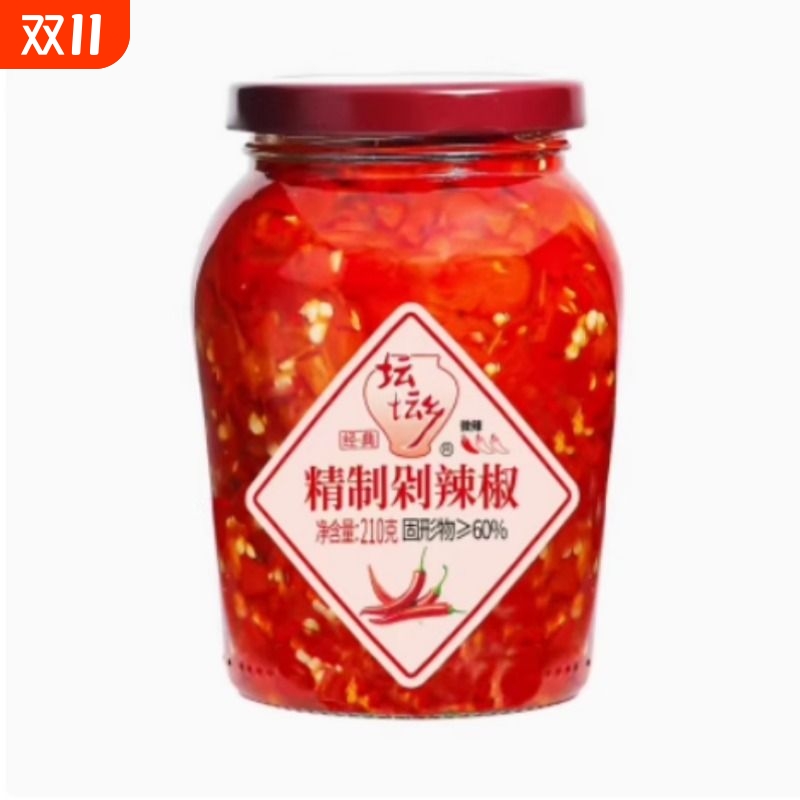 坛坛乡精制剁辣椒210g/425g湖南特产下饭菜湖南剁椒酱鱼头瓶装