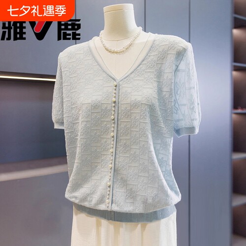 时髦洋气妈妈装针织衫女短袖夏装