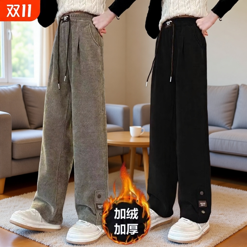 女童秋冬加绒阔腿裤一体绒舒适