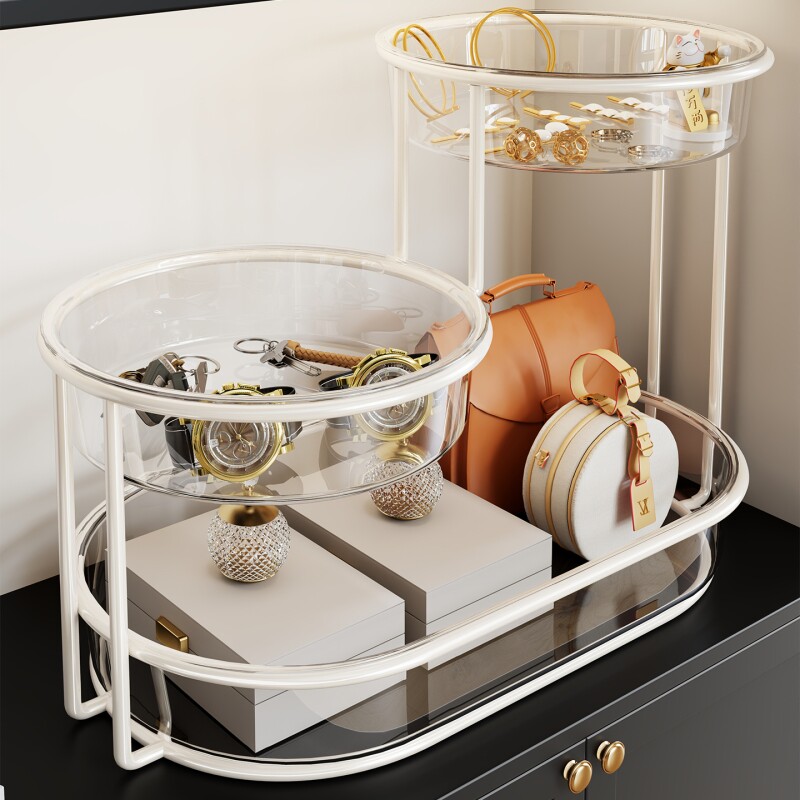 玄关置物架入户钥匙收纳盒鞋柜眼镜手表储物架桌面大容量托盘摆件