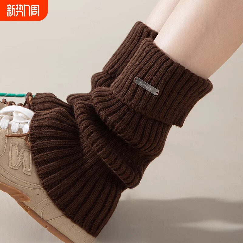 雪地靴袜套堆堆袜女秋冬季鲨鱼裤腿型冬季保暖小腿袜毛线黑色白色