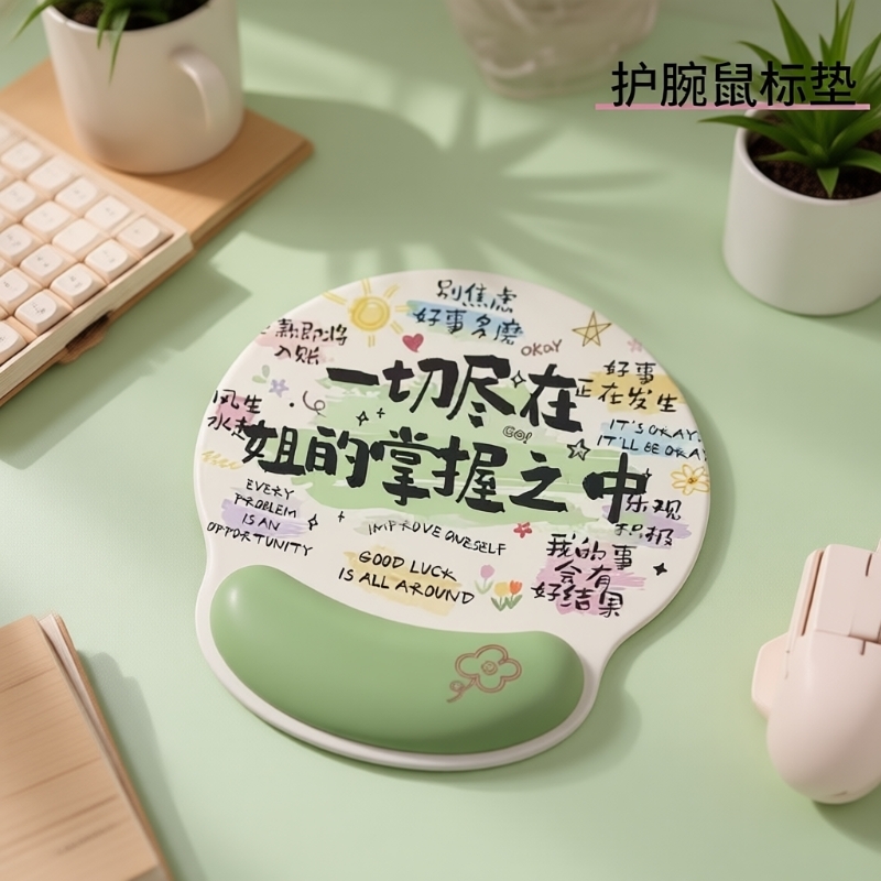 个性文字鼠标垫护腕女生办公室桌面滑鼠垫电脑键盘手托防腱护手腕