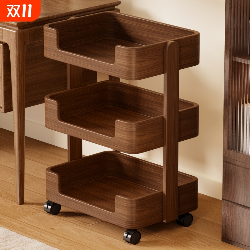 实木书架落地书房置物架多层收纳