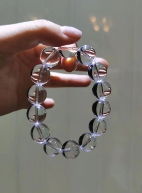 白水晶同款平替手链女时尚礼物散珠情侣白色珠子转运水晶手串男夏