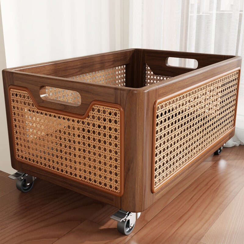 书本收纳箱带轮学生教室桌边书箱桌下书架书包置物架可移动小推车