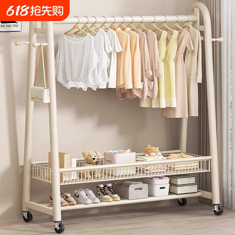 简易衣帽架落地室内房间挂衣架子可移动晾衣架家用卧室衣服收纳架
