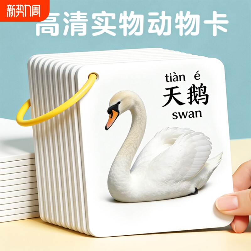 动物卡片认知早教儿童识字看图识物启蒙儿宝宝常识认知卡水果蔬菜