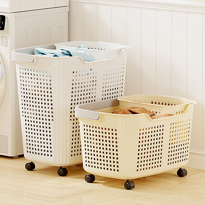 脏衣篓家用高颜值脏衣篮可分区洗衣篮卫生间收纳筐带轮带盖玩具