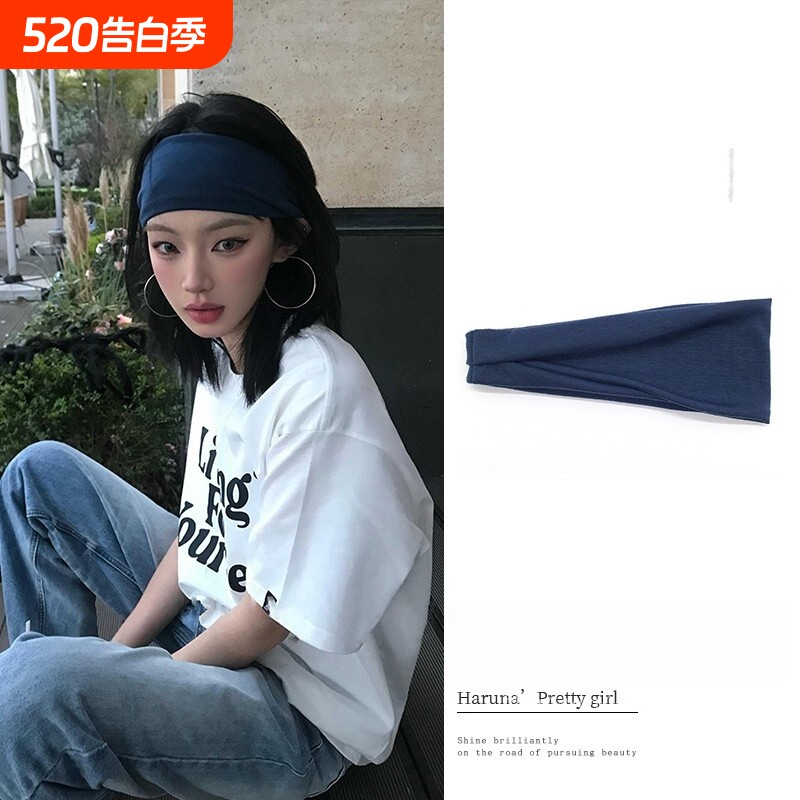 纯色运动宽发带男女2026外戴头巾吸汗头戴发箍头套黑色红色白色