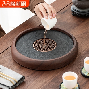 仿乌金石茶盘家用泡茶盘干泡茶盘茶台密胺中式复古简约储水沥水盘