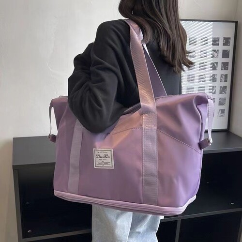 旅行包大容量女超大拉杆手提待产收纳包运动健身包行李袋扩容紫色