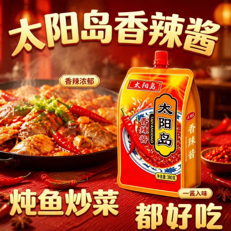 哈尔滨太阳岛380g香辣酱东北大酱辣椒酱熟酱手抓饼酱烤冷面酱炖鱼