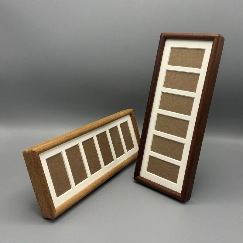 六连框黑胡桃相框增运多金画框摆台人民币装饰画简约轻奢立式摆台