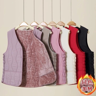 妈妈冬装新款马甲背心加绒保暖