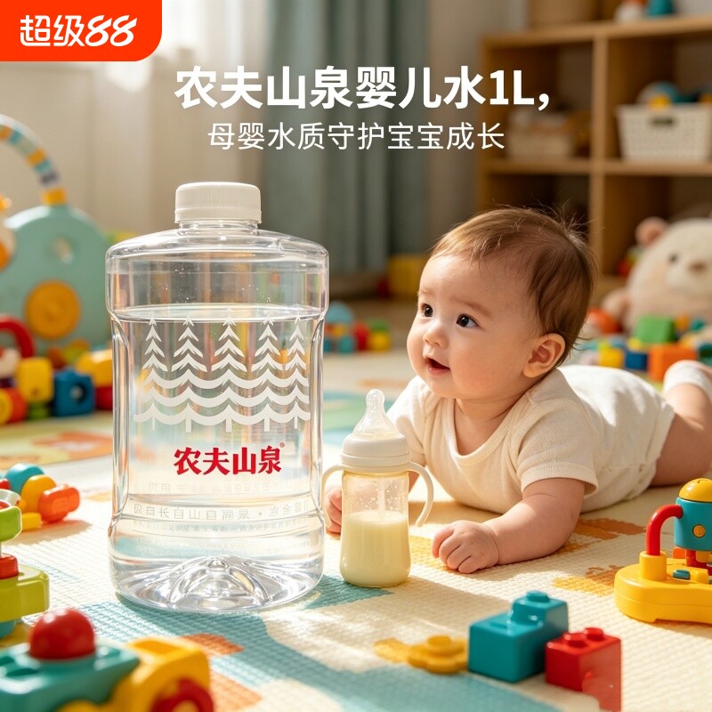 【农夫山泉】饮用天然水适合婴幼儿1L*6瓶低钠淡矿母婴冲泡奶粉