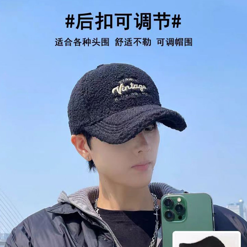 羊羔毛绒棒球帽女秋冬季2025年新爆款时尚帽子秋冬毛茸茸鸭舌帽男