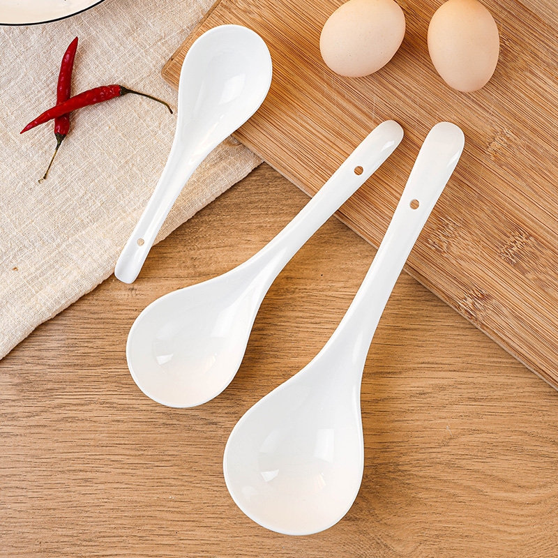 骨瓷汤勺大号盛汤家用陶瓷勺子长柄商用网红大调羹白色汤匙盛汤