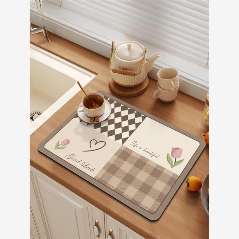 厨房家用台面沥水垫杯子碗盘垫茶洗手台硅藻泥吸水隔热餐垫桌垫