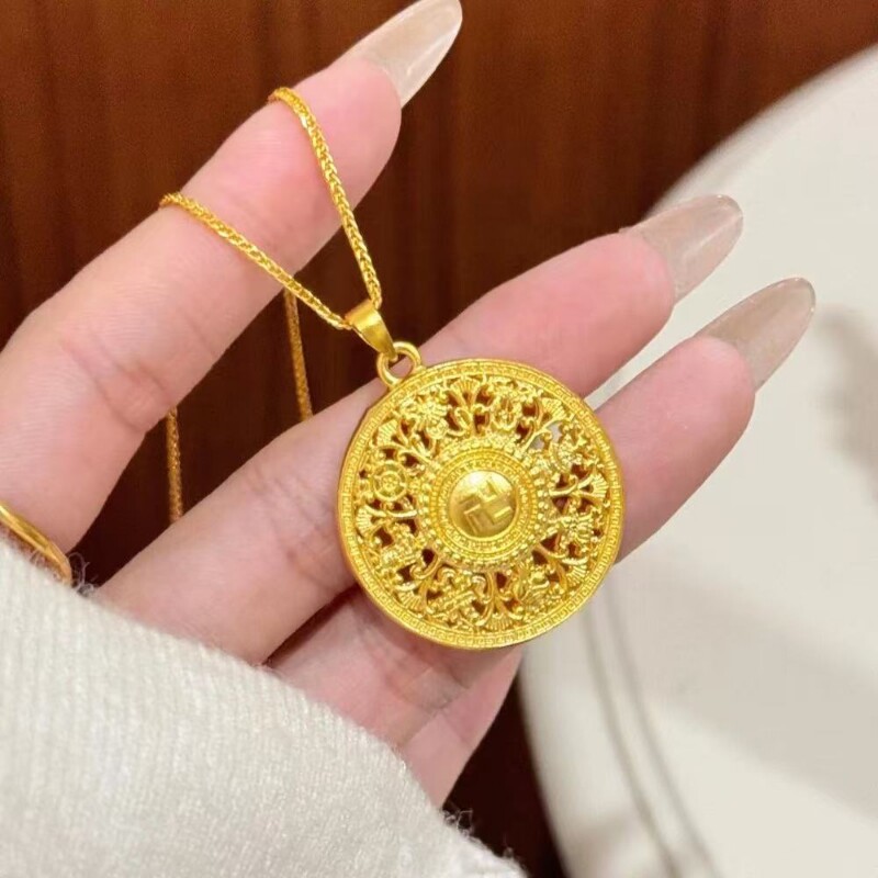 金店同款八宝罗盘黄金色吊坠仿真古法福字项链编绳礼物葫芦貔貅图片