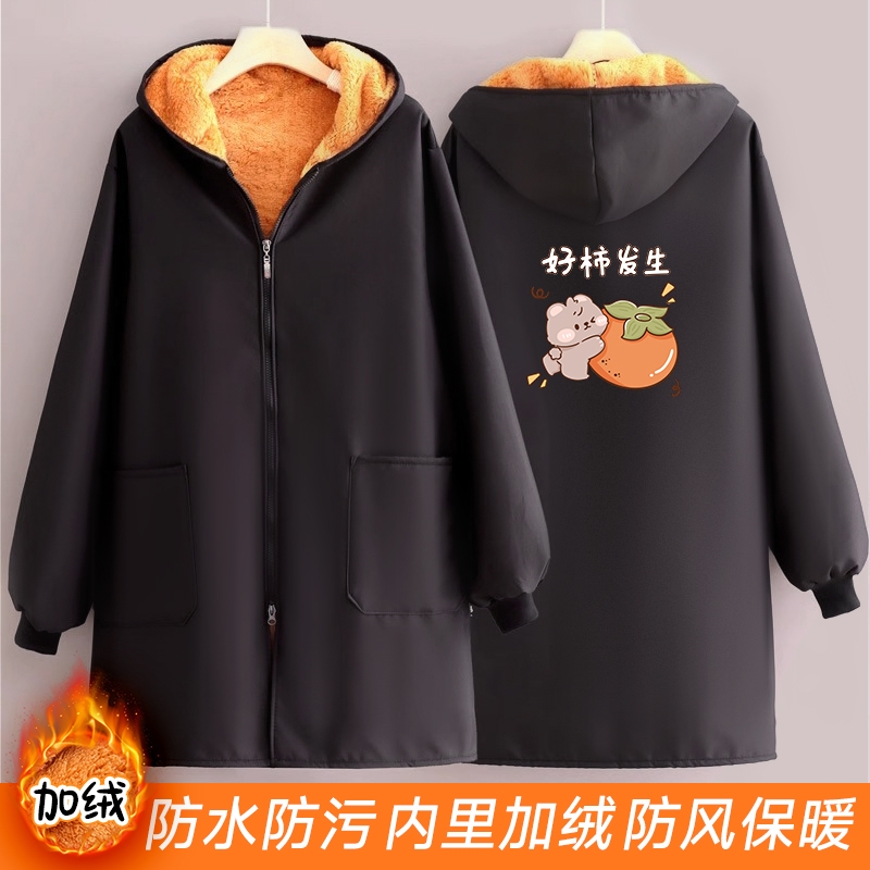 加绒长袖正穿厨房围裙保暖耐脏