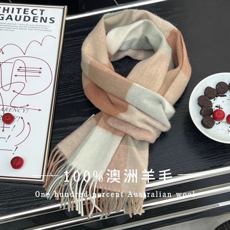 围巾100%澳洲wool纯羊毛女冬季高级感2025新款英伦风围脖生日礼物,服饰配件/皮带/帽子/围巾,围巾/丝巾/披肩,淘宝优惠券,粉丝福利购,淘宝优惠卷