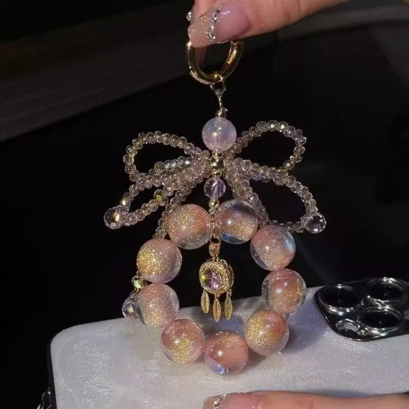 【星河蜜桃】爆闪星空彩钻手机链捕梦星辰少女感包挂件浅春系配饰