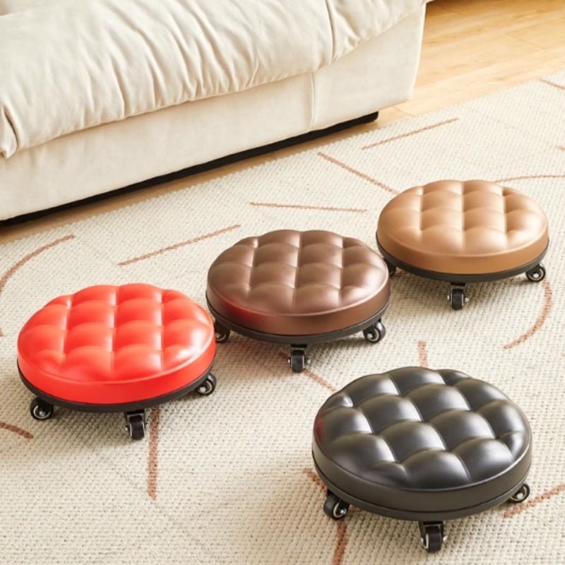 带轮小凳子家用滑轮矮凳美缝擦地小板凳沙发凳简约创意学步圆凳登