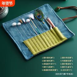 专业采耳工具套装收纳布袋采耳鹅毛鸡毛棒多孔位箱掏耳朵毛毛耳勺